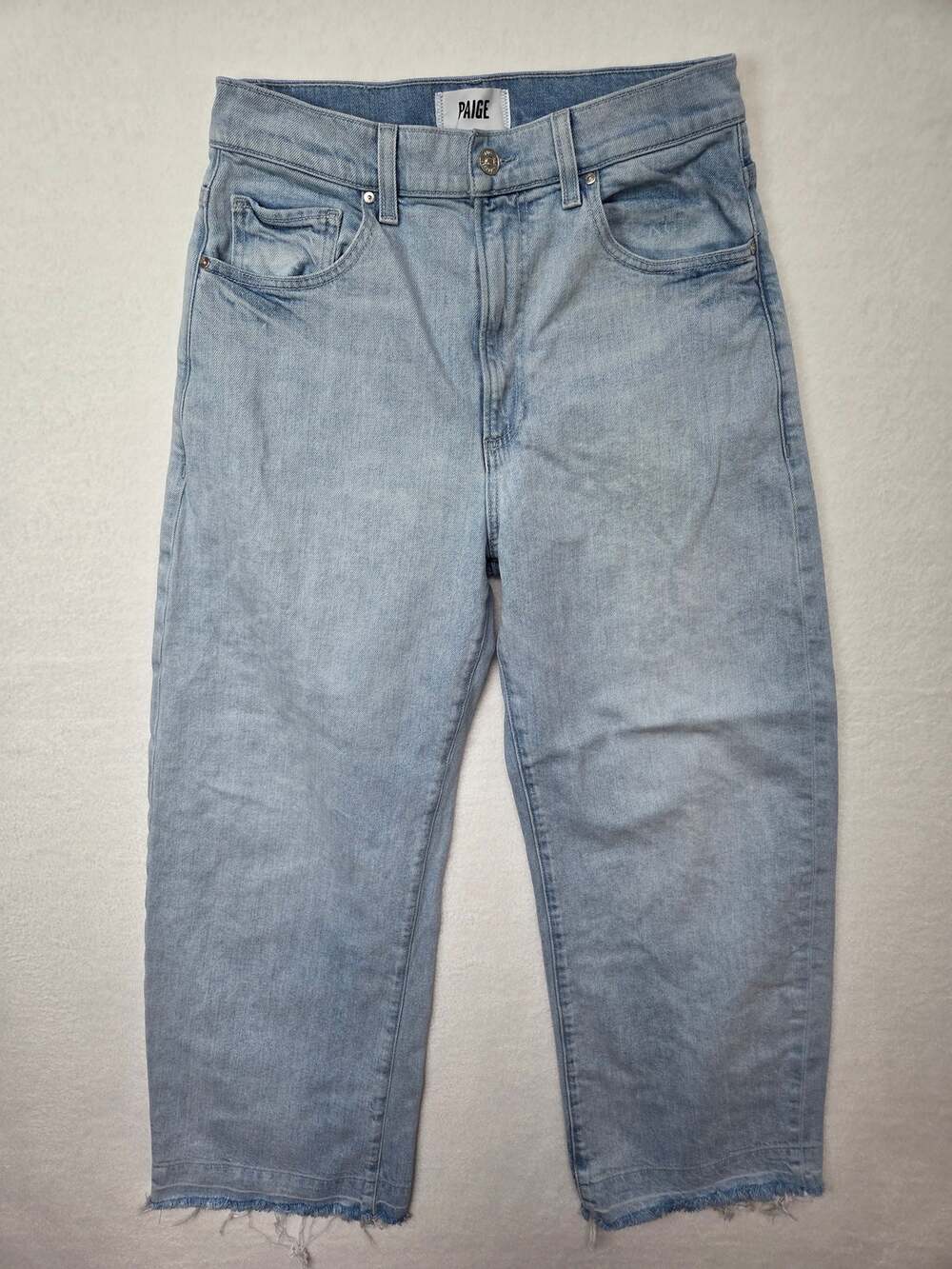 PAIGE Arellia Ankle High Rise Barrel Leg Jeans Light Wash Size 28